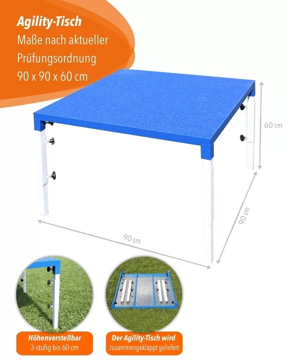 Agility table, 90 cm x 90 cm, height adjustable