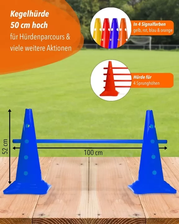 Ke­gel­hür­de 50 cm mit Stan­ge 100 cm oder 180 cm in 4 Far­ben