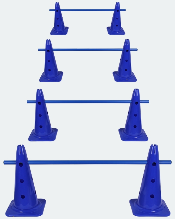 4 x Ke­gel­hür­de 40 cm im Set mit Stan­ge 100 cm, in 4 Far­ben