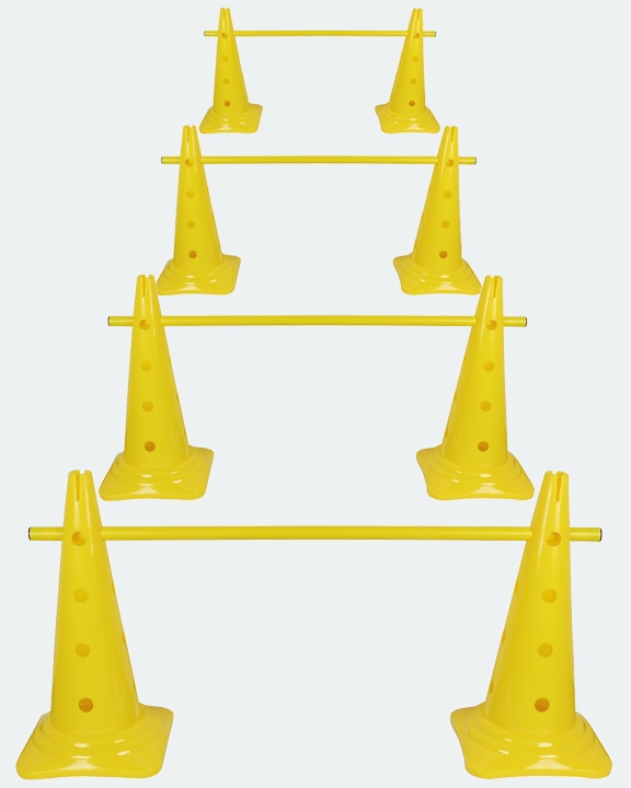 4 x Ke­gel­hür­de 50 cm im Set mit Stan­ge 100 cm oder 180 cm, in 4 Far­ben