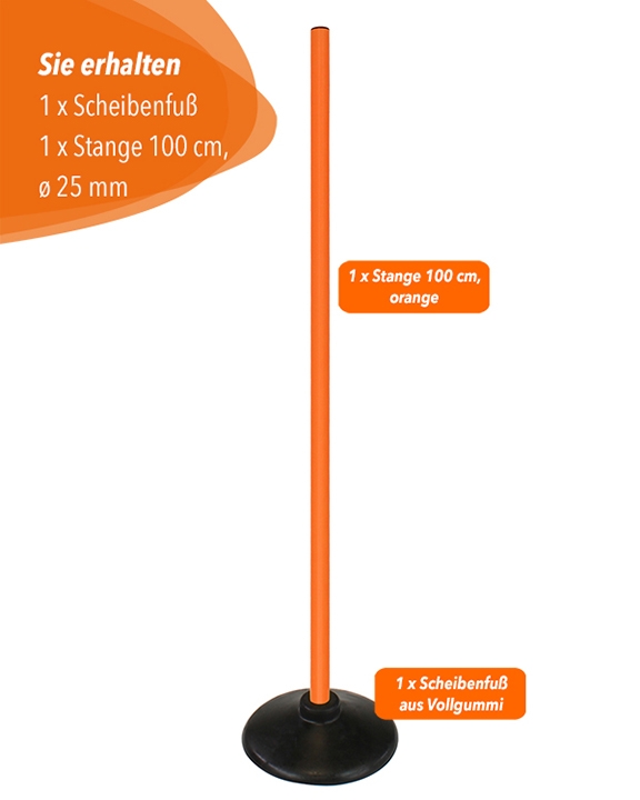 Scheibenfuß Slalomset mit Stangen 100 cm oder 180 cm