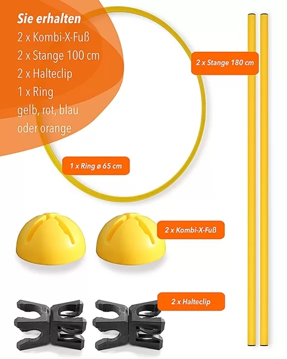 X-Fuß Ring-Hürdenset mit Stangen 100 cm oder 180 cm