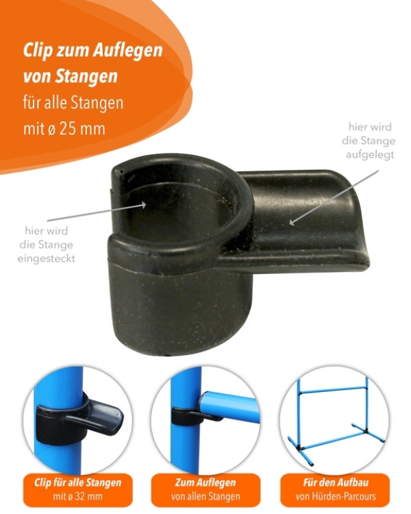 Clip zum Auflegen für Stangen mit ø 25 mm oder 32 mm