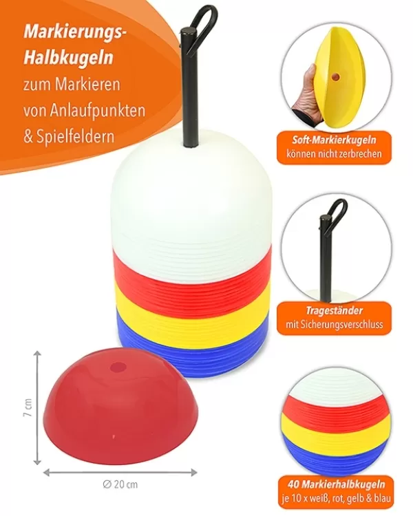 Markierungshalbkugeln, 40 Stück, 4 Farben