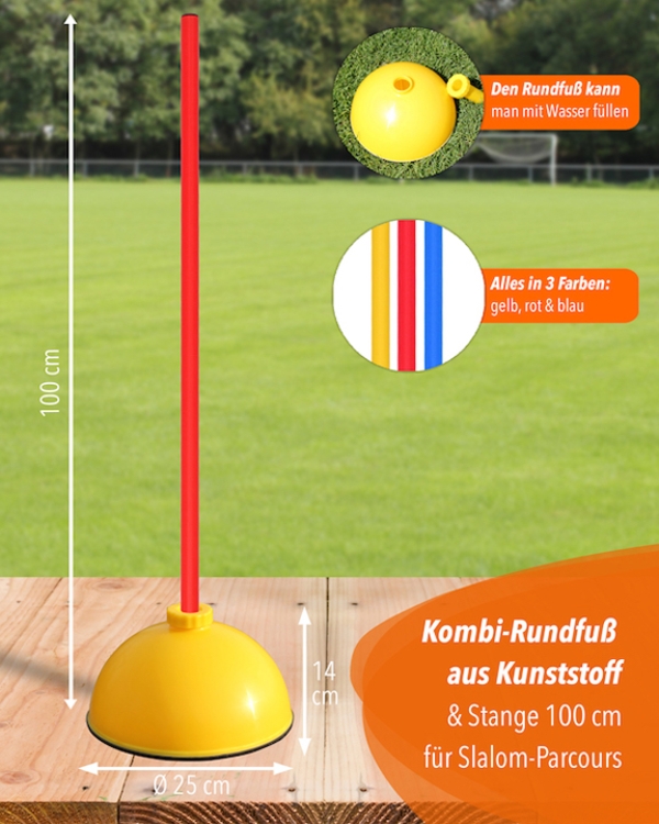 Rundfuß Slalomset mit Stange 100 cm oder 180 cm