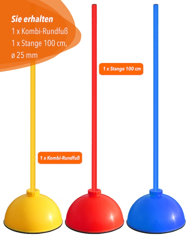 Rundfuß Slalomset mit Stange 100 cm oder 180 cm