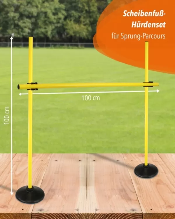 Scheibenfuß Hürdenset mit Stangen 100 cm oder 180 cm