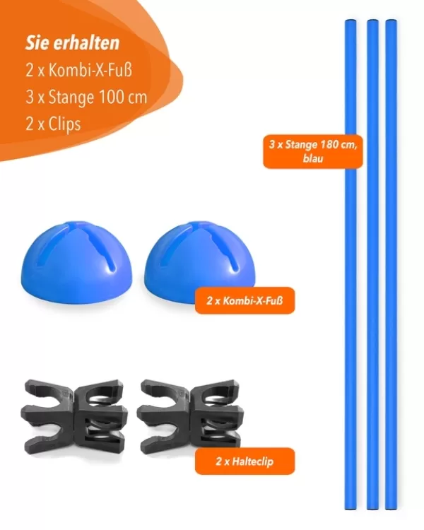 X-Fuß Hürdenset mit Stangen 100 cm oder 180 cm